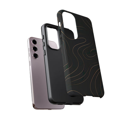 Noir Topograph - Black Minimalist Line Art Phone Case