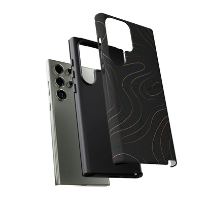 Noir Topograph - Black Minimalist Line Art Phone Case