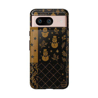 Black Festive Phone Case | Christmas Gift | Holiday Decor | Snowman Design | Tough Cases | Winter Celebration Google Pixel 8 Glossy