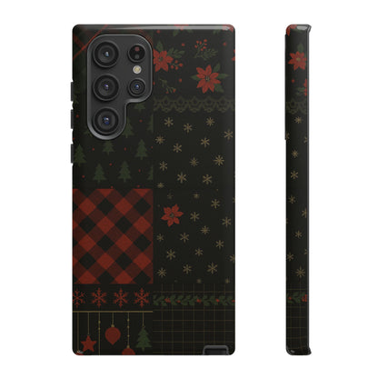 Black Festive Phone Case - Christmas Phone Cover - Tough Design Samsung Galaxy S22 Ultra Glossy