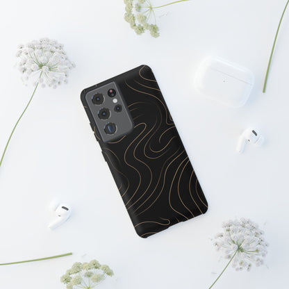 Noir Topograph - Black Minimalist Line Art Phone Case