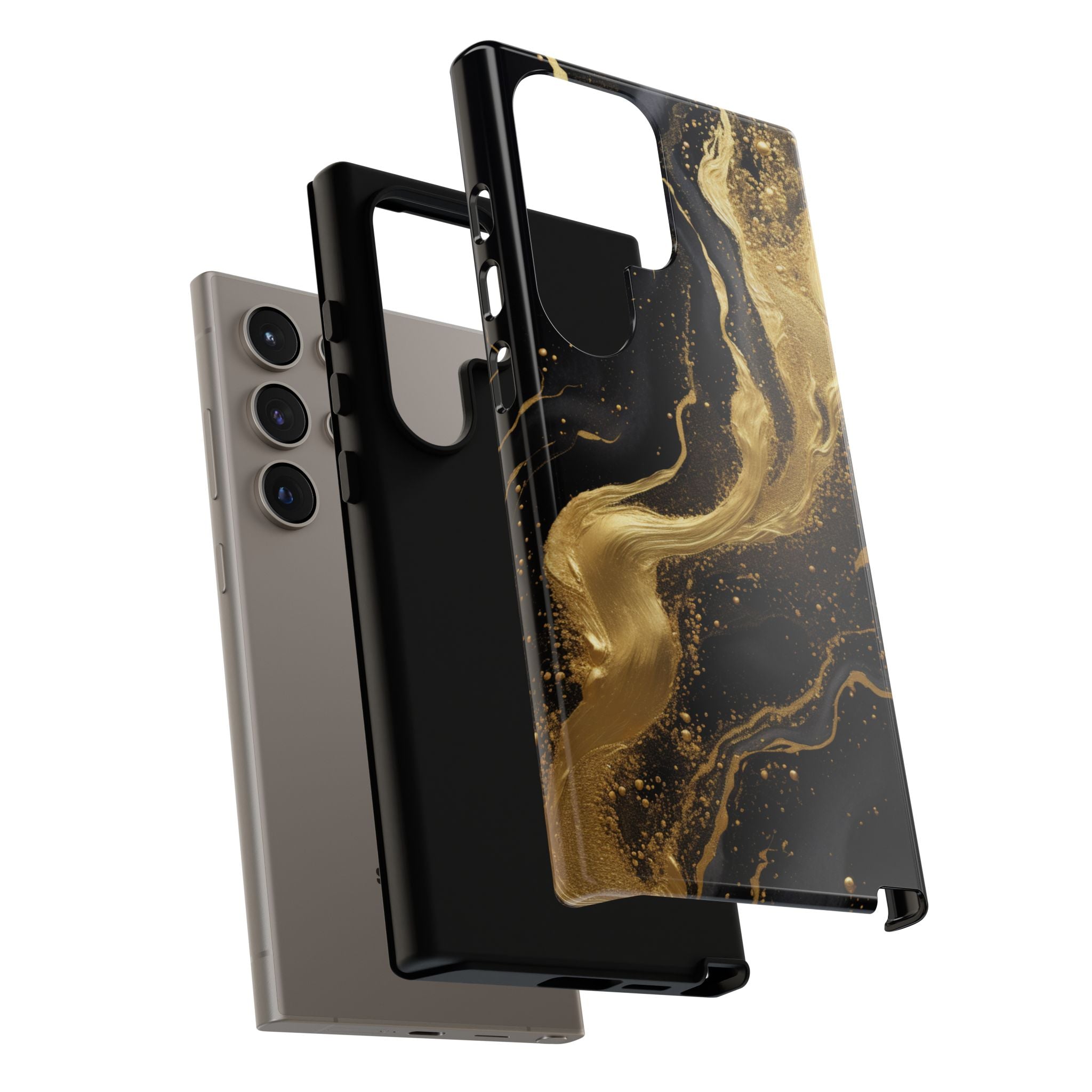 Golden Flow - Black &amp; Gold Marble Luxe Phone Case