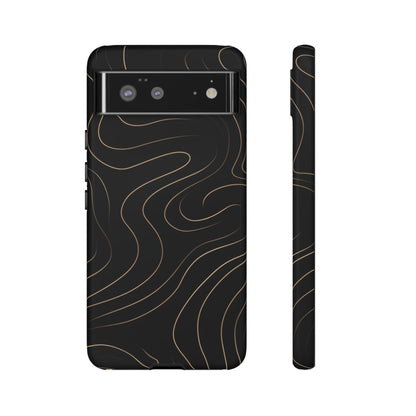 Noir Topograph - Black Minimalist Line Art Phone Case Google Pixel 6 Matte