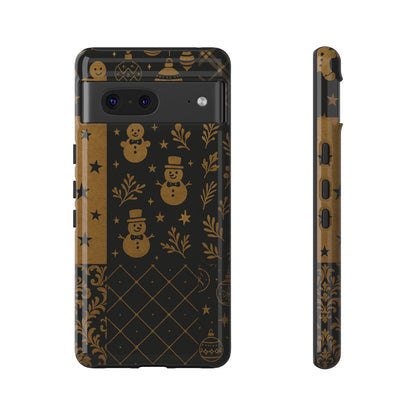 Black Festive Phone Case | Christmas Gift | Holiday Decor | Snowman Design | Tough Cases | Winter Celebration Google Pixel 7 Glossy