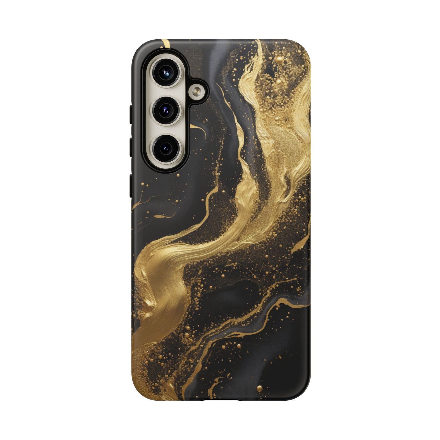 Golden Flow - Black &amp; Gold Marble Luxe Phone Case Samsung Galaxy S24 Plus Matte