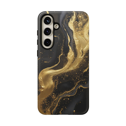 Golden Flow - Black &amp; Gold Marble Luxe Phone Case Samsung Galaxy S24 Plus Matte