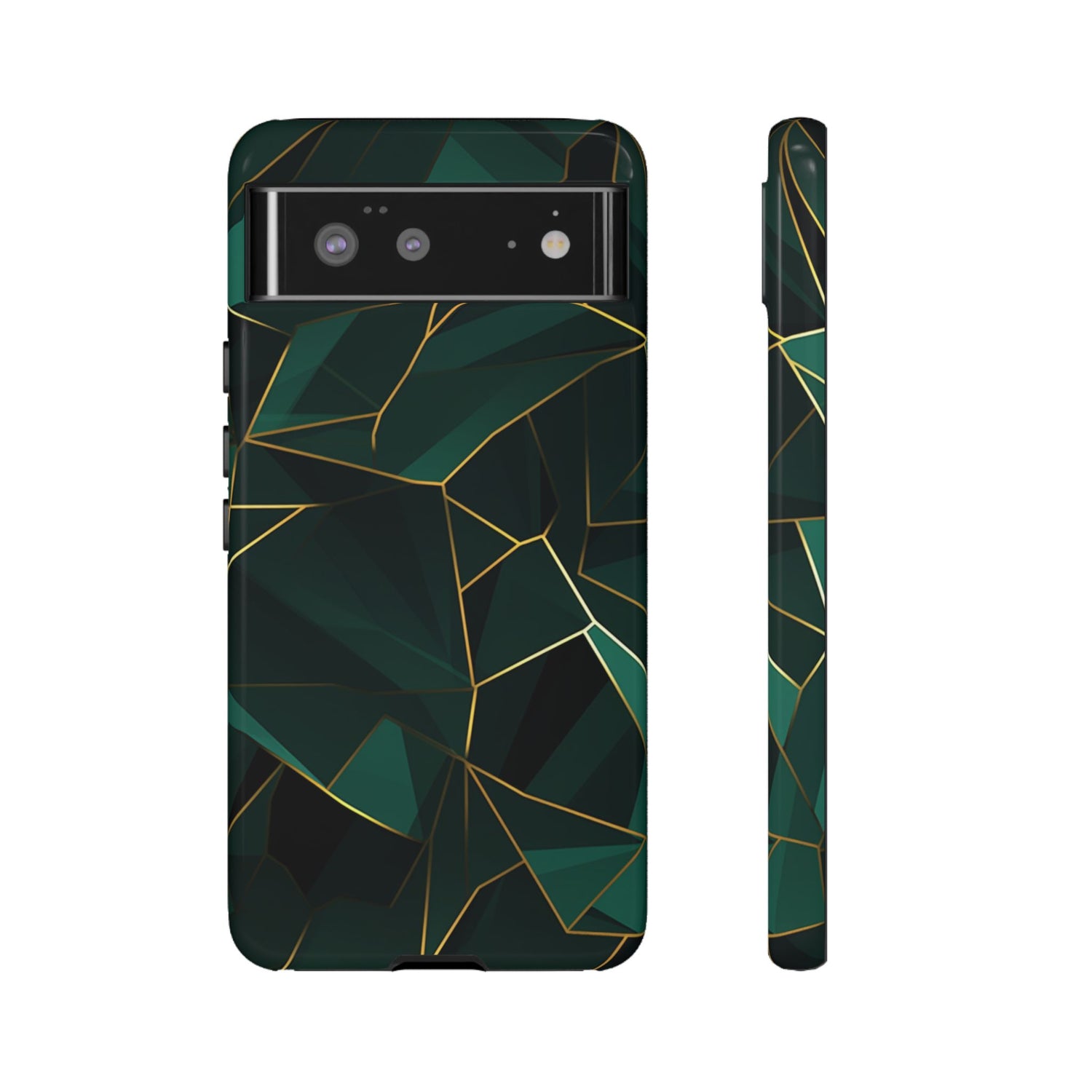 Emerald Veil - Geometric Luxe Phone Case Google Pixel 6 Glossy