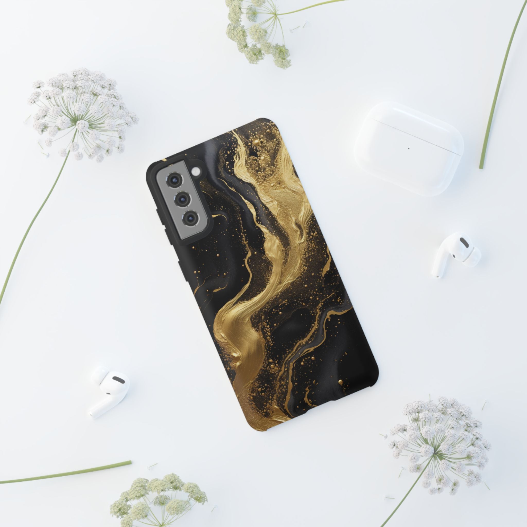 Golden Flow - Black &amp; Gold Marble Luxe Phone Case