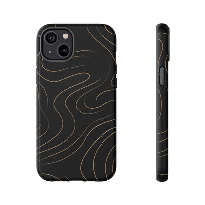 Noir Topograph - Black Minimalist Line Art Phone Case iPhone 14 Plus Matte