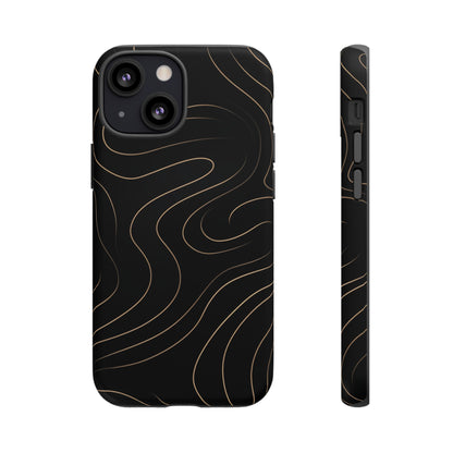 Noir Topograph - Black Minimalist Line Art Phone Case iPhone 13 Mini Matte
