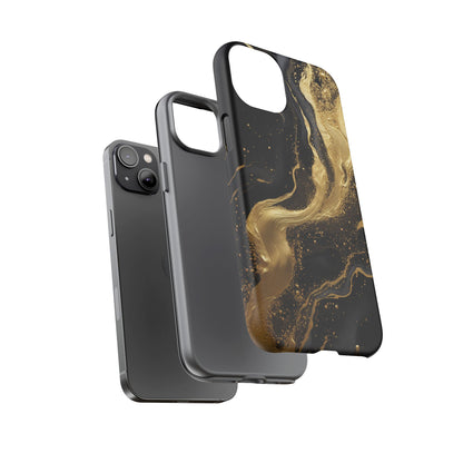 Golden Flow - Black &amp; Gold Marble Luxe Phone Case
