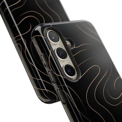 Noir Topograph - Black Minimalist Line Art Phone Case