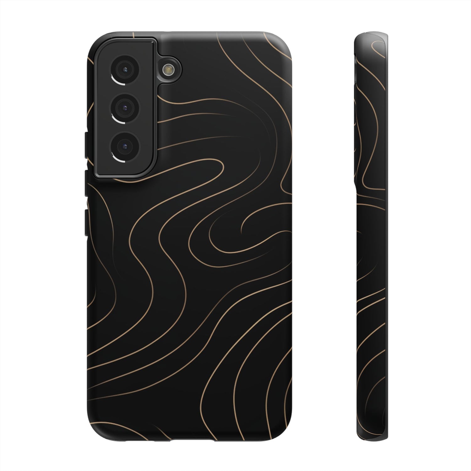 Noir Topograph - Black Minimalist Line Art Phone Case Samsung Galaxy S22 Matte