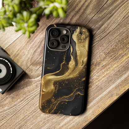 Golden Flow - Black &amp; Gold Marble Luxe Phone Case