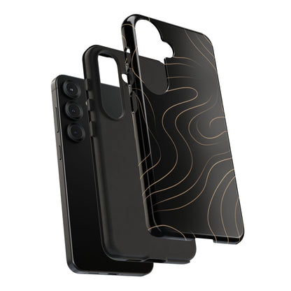 Noir Topograph - Black Minimalist Line Art Phone Case