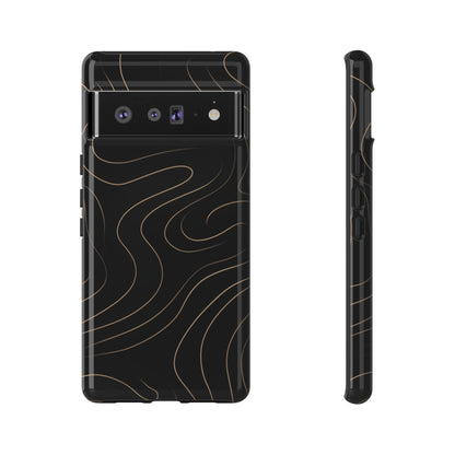 Noir Topograph - Black Minimalist Line Art Phone Case Google Pixel 6 Pro Glossy