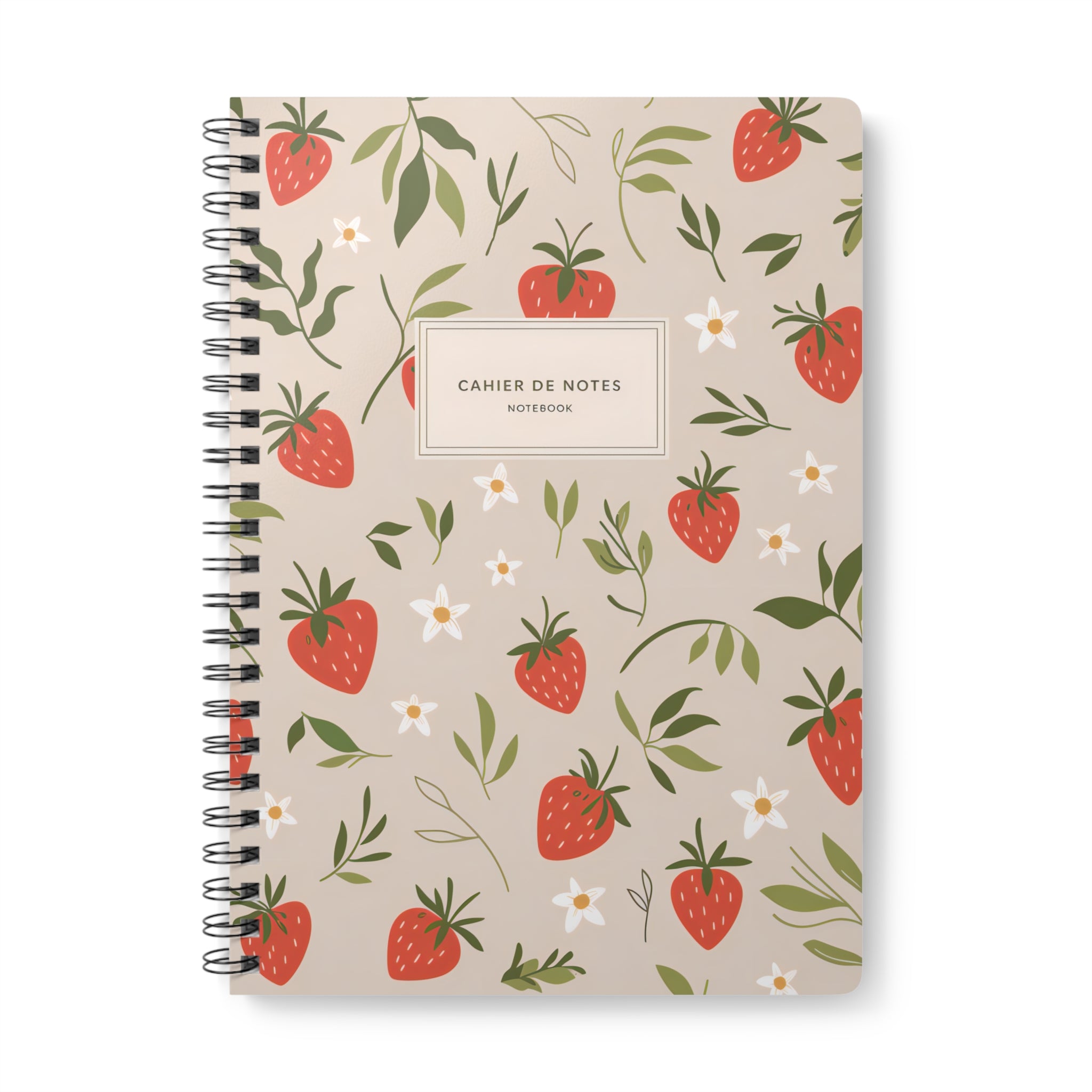 Strawberry Floral Notebook | Cahier de Notes | A5 Spiral Bound Journal for Writing &amp; Planning | Students, Writers, Gifts, Bullet Journaling