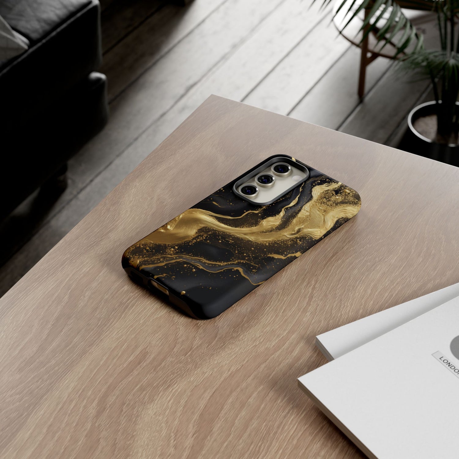 Golden Flow - Black &amp; Gold Marble Luxe Phone Case