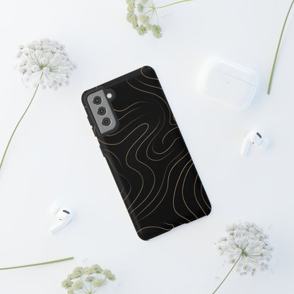 Noir Topograph - Black Minimalist Line Art Phone Case