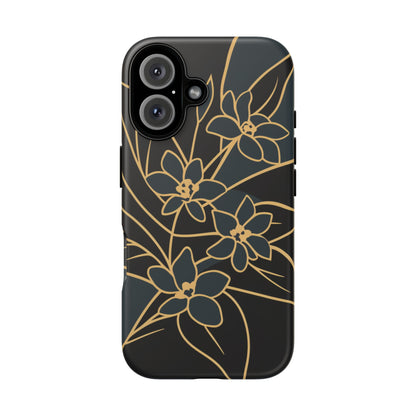 Golden Bloom - Elegant Floral Line Art Phone Case iPhone 16 Matte