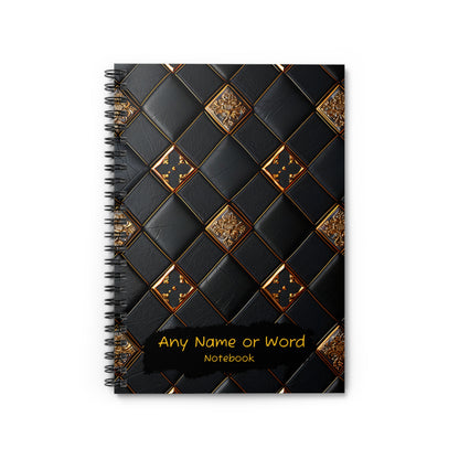 Luxury Black &amp; Gold Journal - Personalised 6x8 A5 Spiral Notebook | Lined Writing Pad for Professionals One Size
