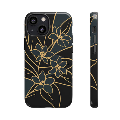 Golden Bloom - Elegant Floral Line Art Phone Case iPhone 13 Mini Glossy