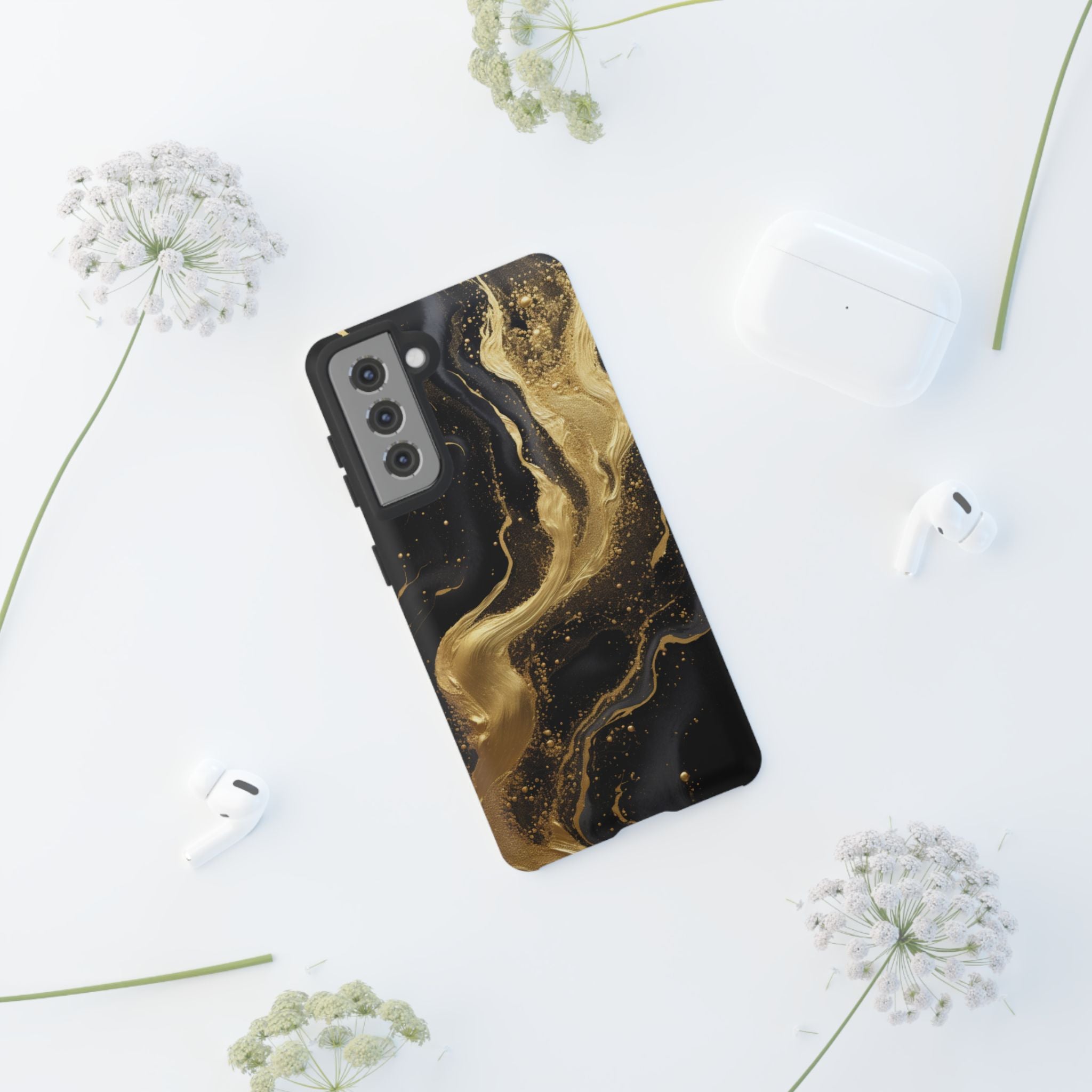 Golden Flow - Black &amp; Gold Marble Luxe Phone Case