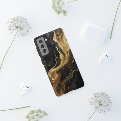 Golden Flow - Black &amp; Gold Marble Luxe Phone Case