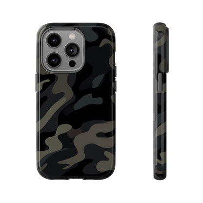 Black Camouflage Phone Case for iPhone, Samsung and Google Pixel iPhone 14 Pro Glossy
