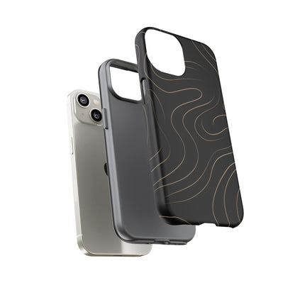 Noir Topograph - Black Minimalist Line Art Phone Case