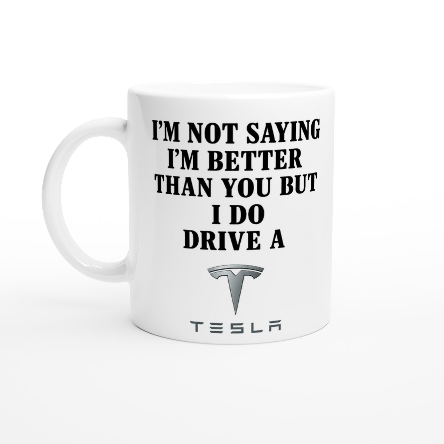 Personalized Tesla Mug - Custom Car Lover Gift - 11oz Ceramic Coffee Cup Ceramic White