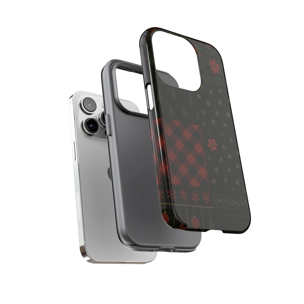 Black Festive Phone Case - Christmas Phone Cover - Tough Design