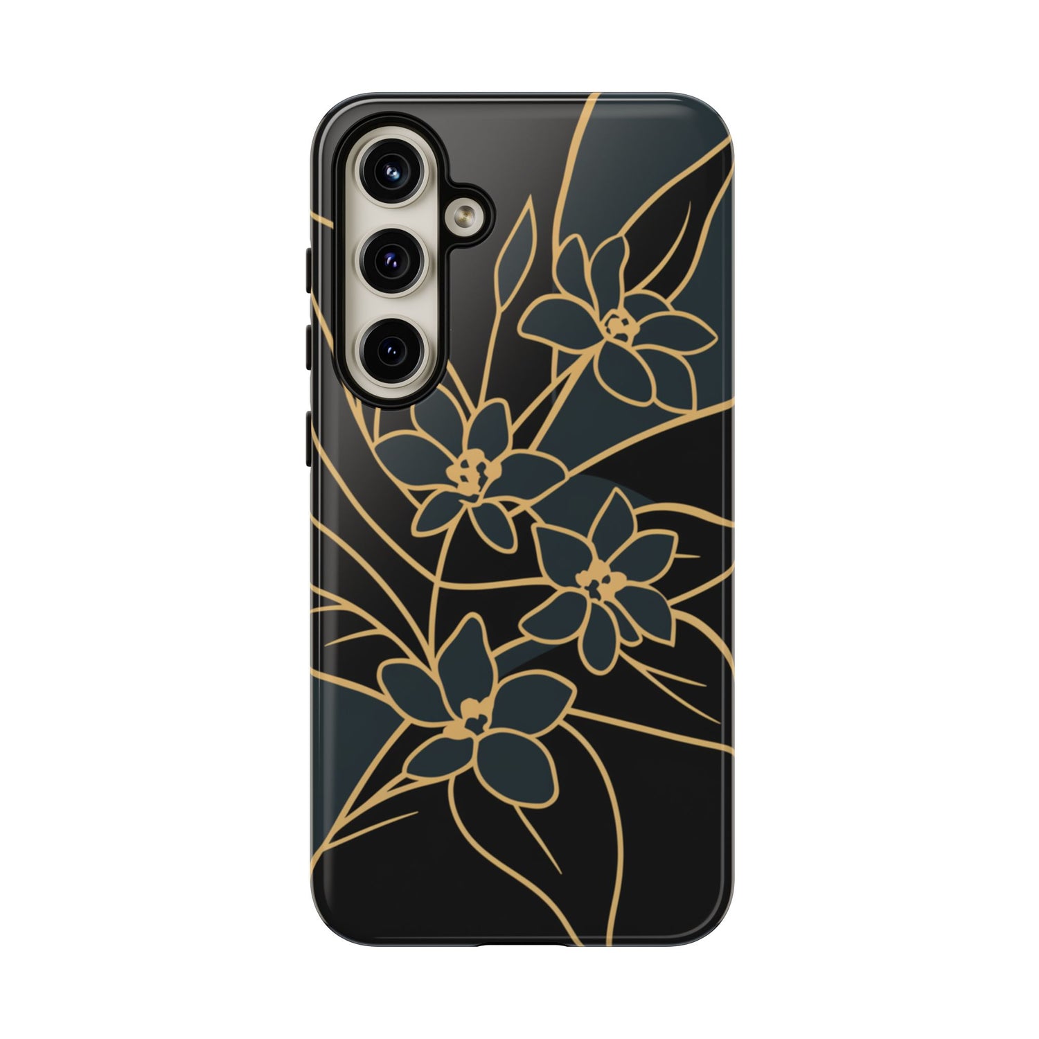 Golden Bloom - Elegant Floral Line Art Phone Case Samsung Galaxy S24 Plus Glossy
