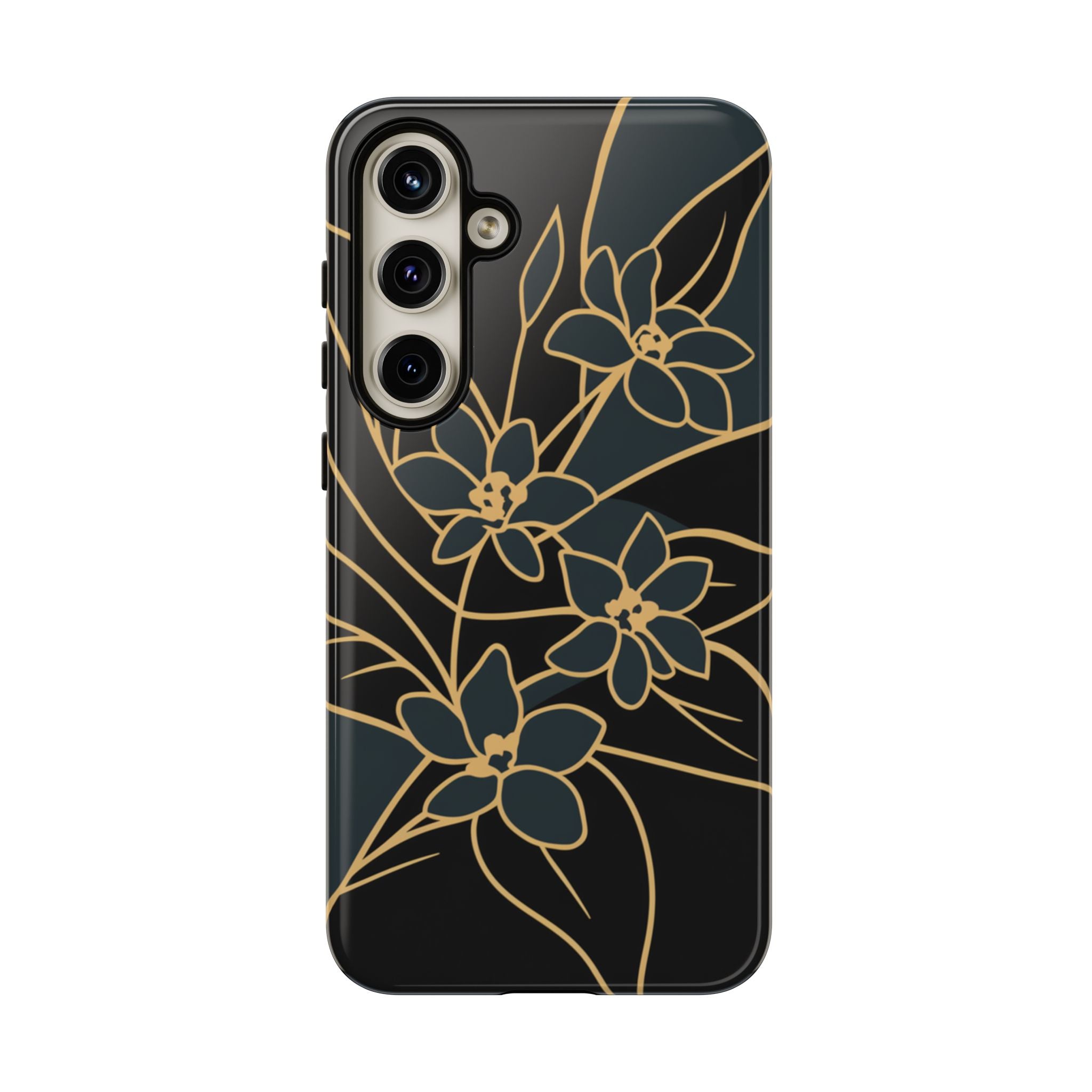 Golden Bloom - Elegant Floral Line Art Phone Case Samsung Galaxy S24 Plus Glossy