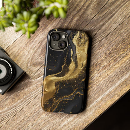 Golden Flow - Black &amp; Gold Marble Luxe Phone Case