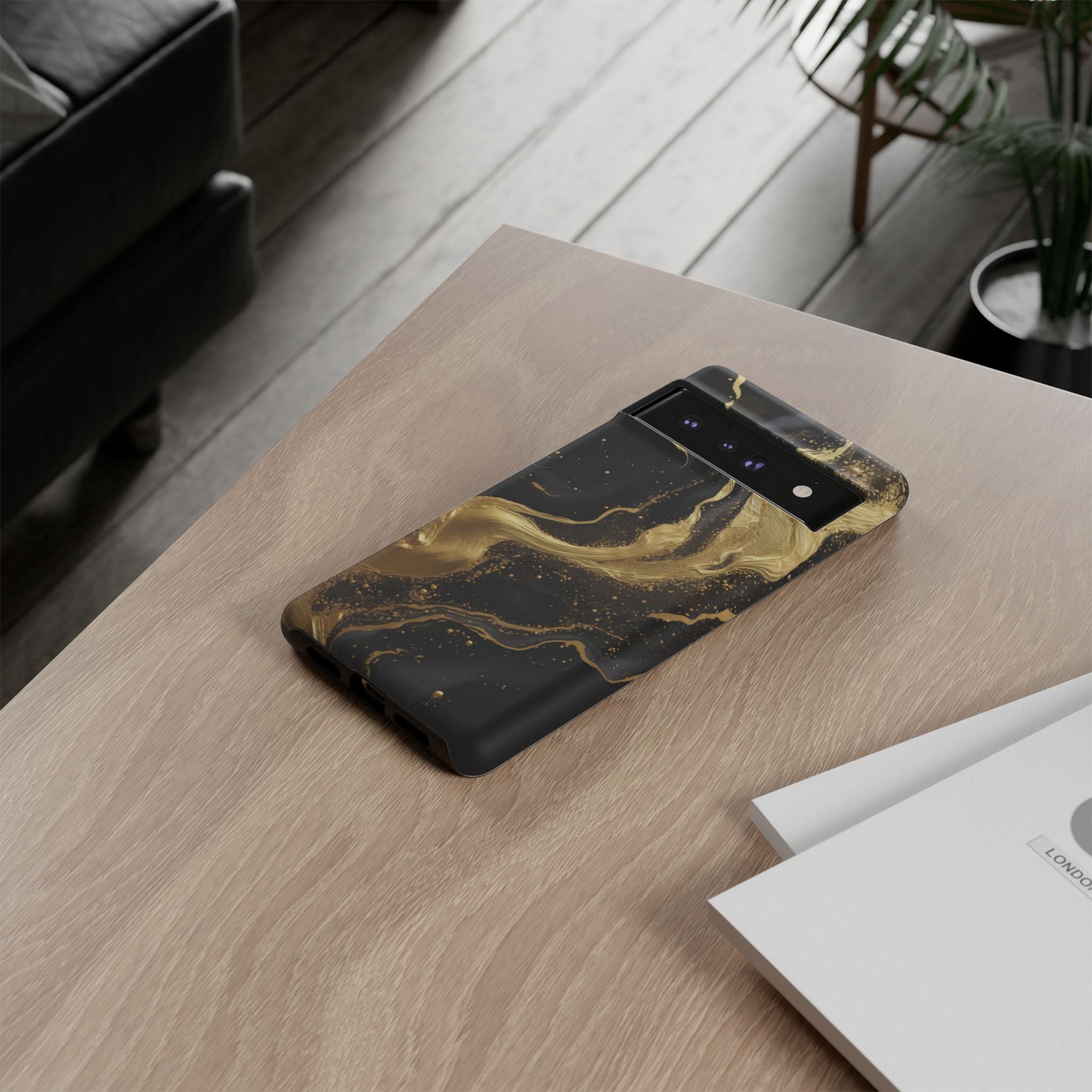 Golden Flow - Black &amp; Gold Marble Luxe Phone Case