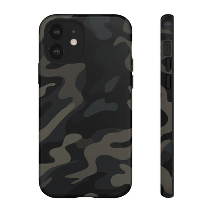 Black Camouflage Phone Case for iPhone, Samsung and Google Pixel iPhone 12 Glossy