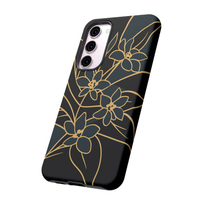 Golden Bloom - Elegant Floral Line Art Phone Case