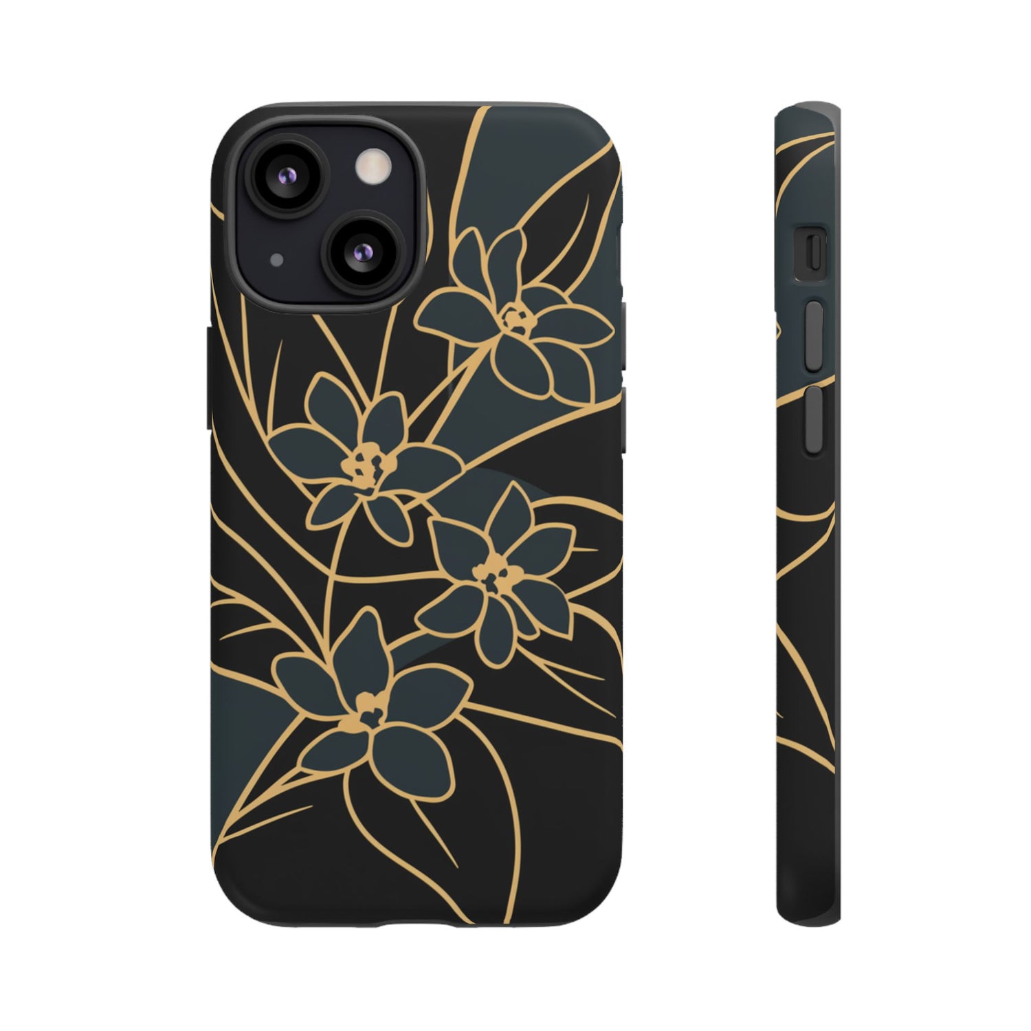 Golden Bloom - Elegant Floral Line Art Phone Case iPhone 13 Mini Matte