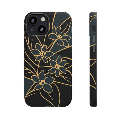 Golden Bloom - Elegant Floral Line Art Phone Case iPhone 13 Mini Matte