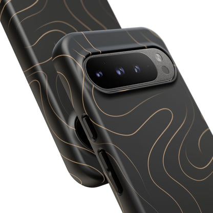 Noir Topograph - Black Minimalist Line Art Phone Case