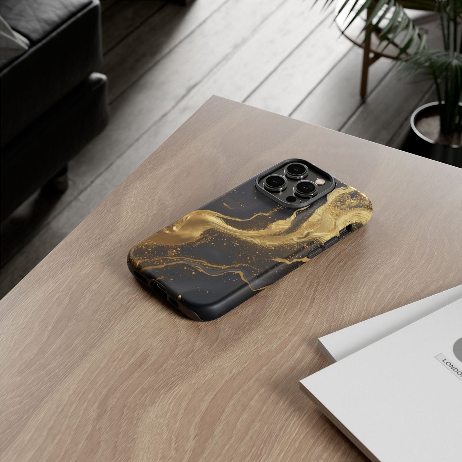 Golden Flow - Black &amp; Gold Marble Luxe Phone Case