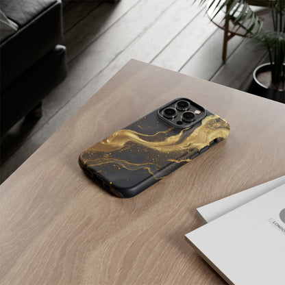 Golden Flow - Black &amp; Gold Marble Luxe Phone Case