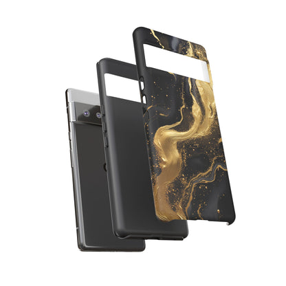 Golden Flow - Black &amp; Gold Marble Luxe Phone Case