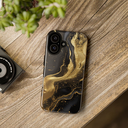 Golden Flow - Black &amp; Gold Marble Luxe Phone Case