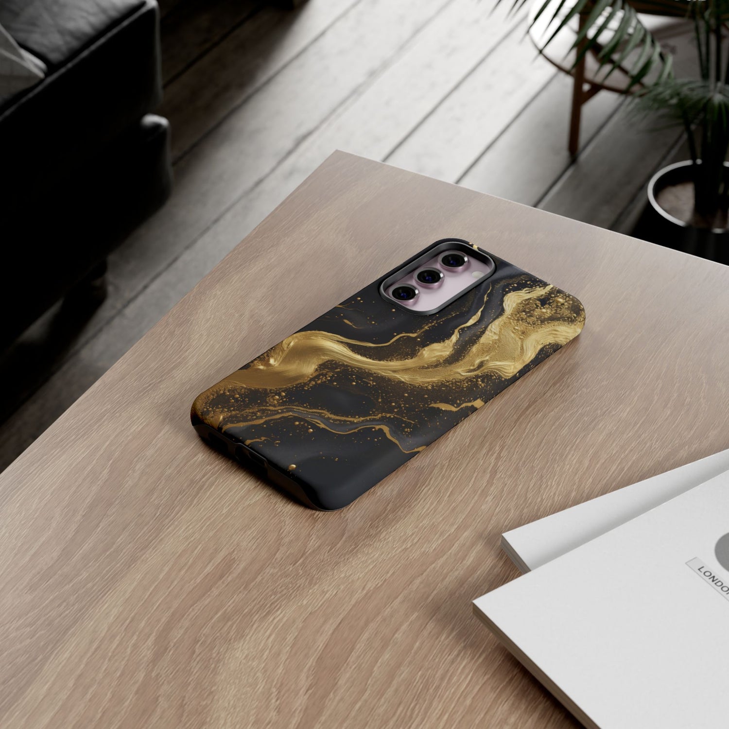Golden Flow - Black &amp; Gold Marble Luxe Phone Case