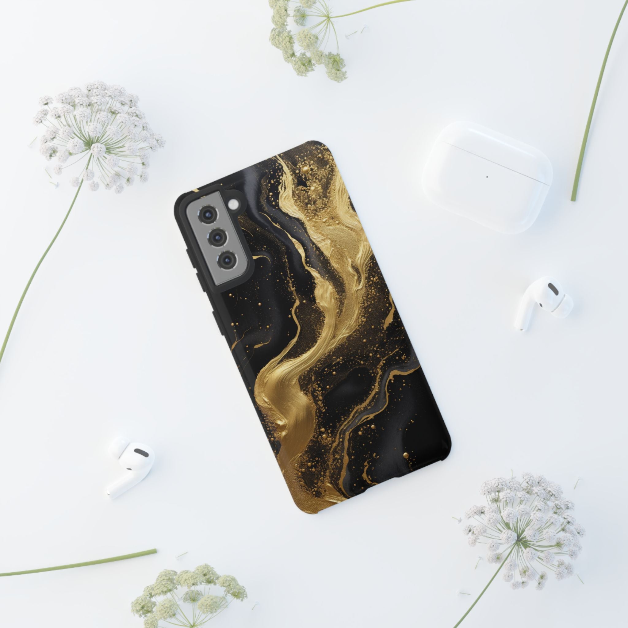 Golden Flow - Black &amp; Gold Marble Luxe Phone Case
