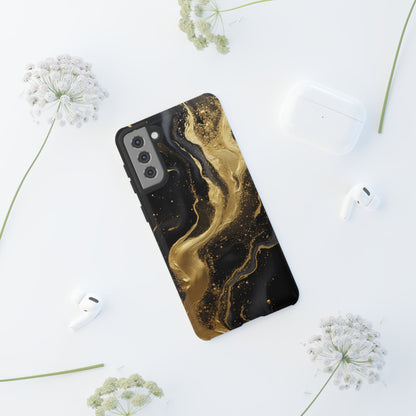 Golden Flow - Black &amp; Gold Marble Luxe Phone Case