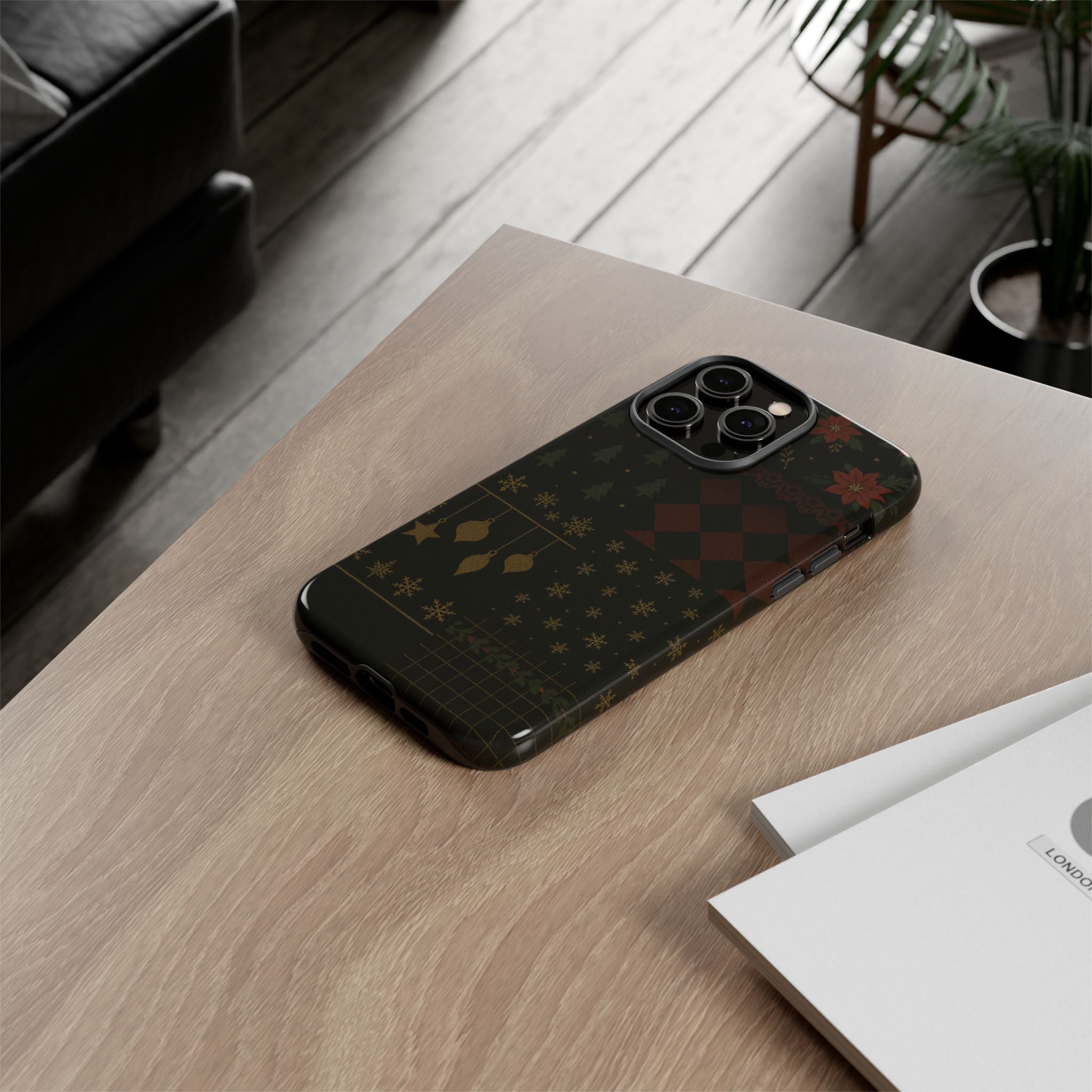 Black Luxury Phone Case for Christmas Festive Season - Tough design