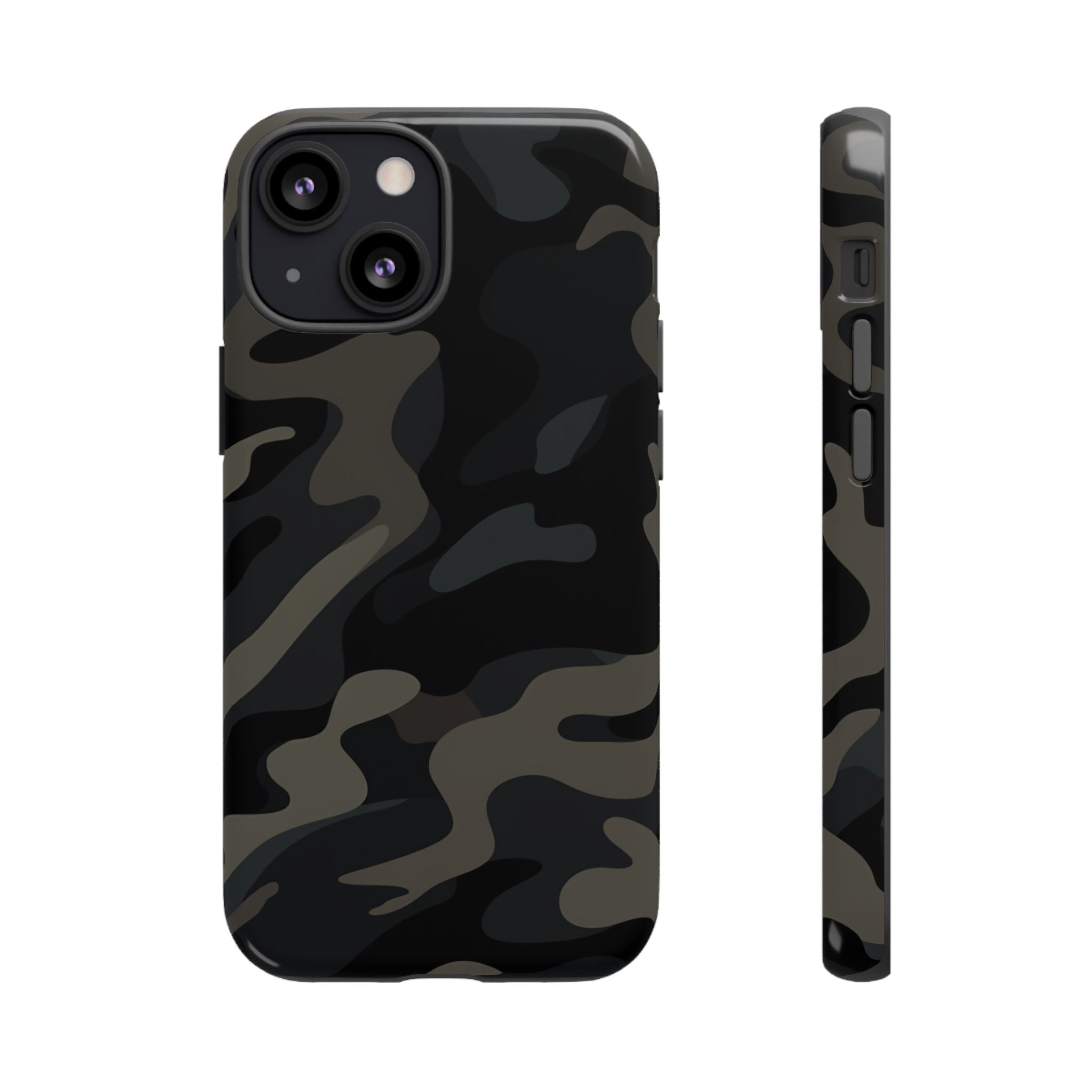 Black Camouflage Phone Case for iPhone, Samsung and Google Pixel iPhone 13 Mini Glossy